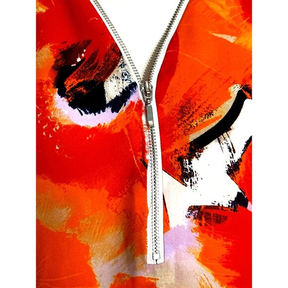 INC International Concepts Size Small Orange Zip Top Modern Art City Chic Vibran - Picture 6 of 9